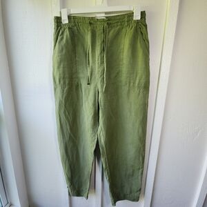 Zara Green Linen Wide Leg Pant Size Large